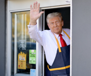 Trump works at McDonald’s drive-thru, Harris mocks campaign stunt.