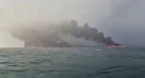 Cargo vessel collides with US-flagged tanker carrying jet fuel off UK coast, causing huge fire