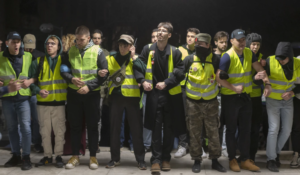 Protesters block main state Serbian TV building as tensions soar ahead of a planned large rally