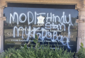 Southern California Hindu temple desecrated with anti-India and anti-Hindu graffiti calls for peace
