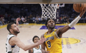 Bronny James sets new highs in depleted Lakers’ loss to Bucks