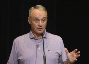 MLB Commissioner Rob Manfred meets with President Donald Trump at White House
