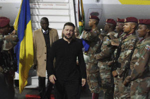 Zelenskyy says he’s cutting short a visit to South Africa after Russian attacks on Kyiv