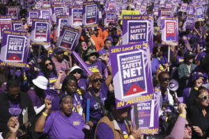 More than 50,000 Los Angeles County workers take to picket lines demanding higher pay