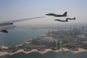 Trump’s Qatar trip is off to a flying start as Air Force One gets another fighter jet escort