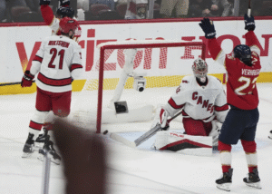 Panthers erupt for 5 third-period goals, crush Hurricanes 6-2, one win shy of Stanley Cup Final