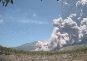 Villages Covered in Ash as Indonesian Volcano Erupts, Forcing Residents to Wear Masks